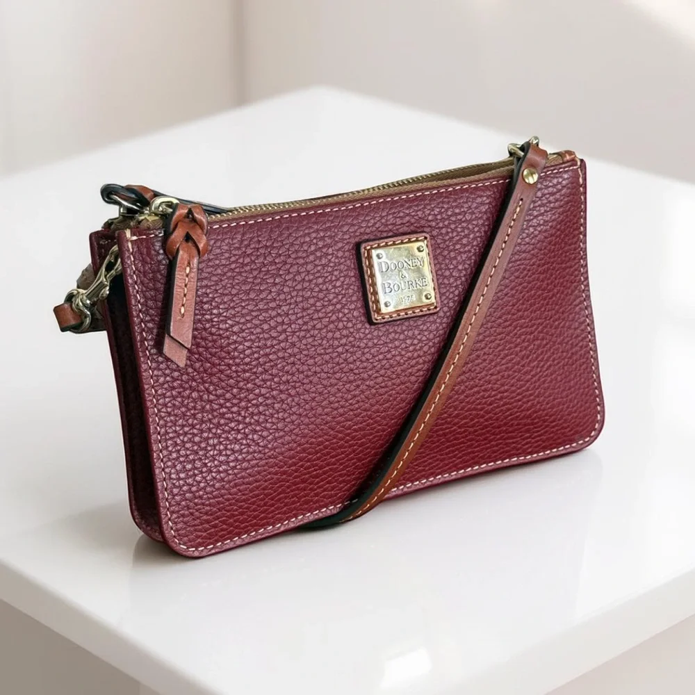 Dooney & Bourke Red Burgundy Leather Crossbody Bag - Picture 3 of 10